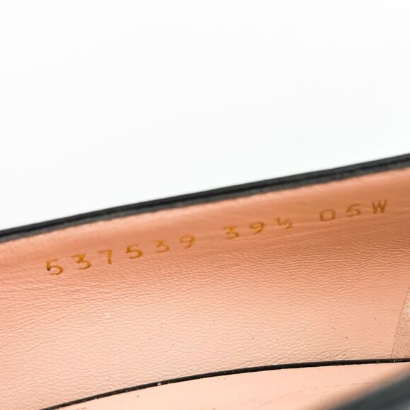 Gucci Heels Sylvie Pumps Black Loafers 55 Block Web Heel Chain 39.5, US 9.5 - Picture 10 of 14